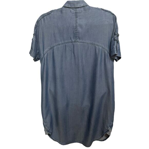 Allsaints Mel Dress Button Down Short Sleeves Mini Light Indigo Blue Size 4 - Picture 9 of 14